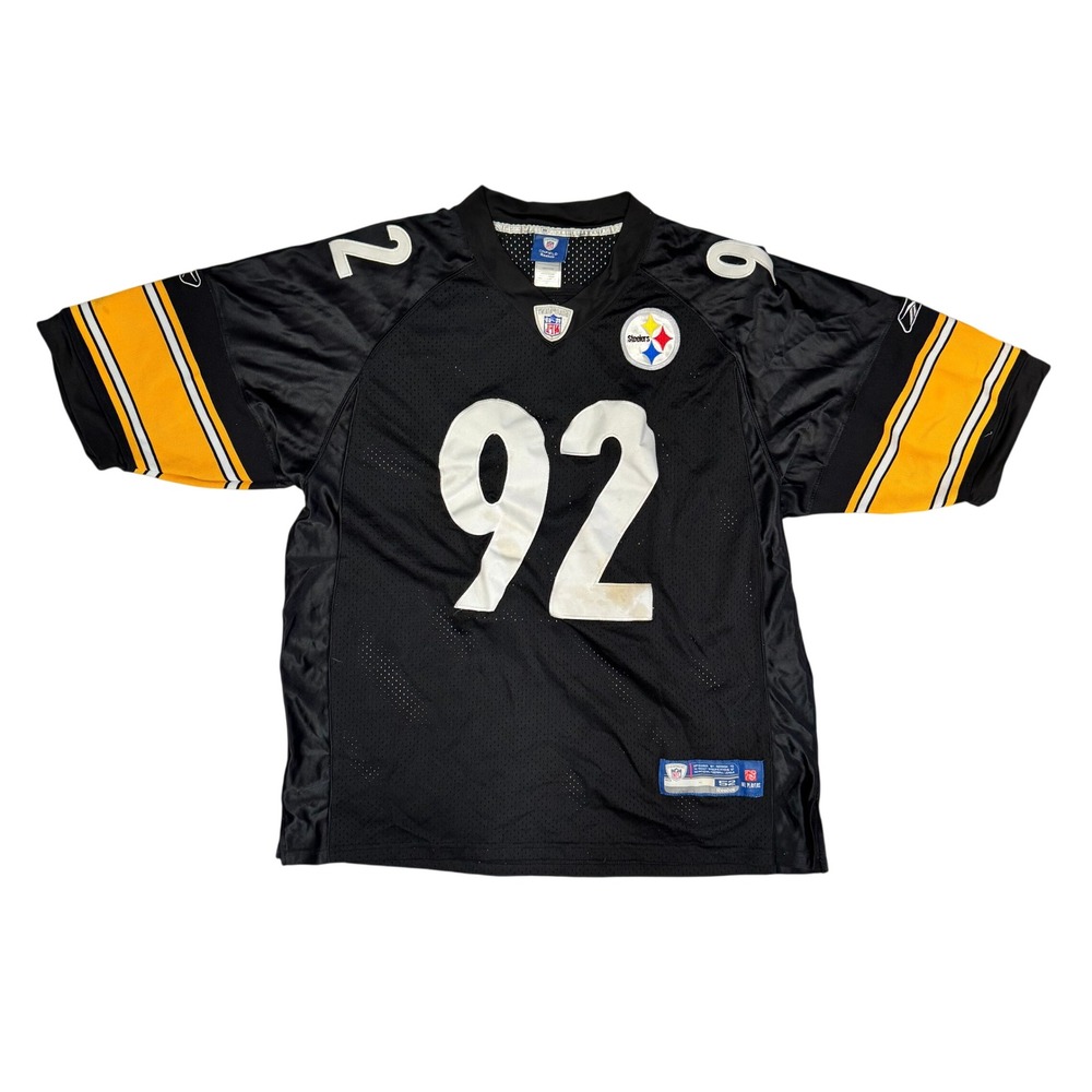 Reebok NFL Pittsburgh Steelers James Harrison 92 Stitched Jersey Mens 52 Black